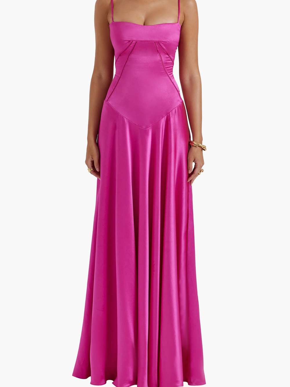 House of cb anabella lace up satin gown